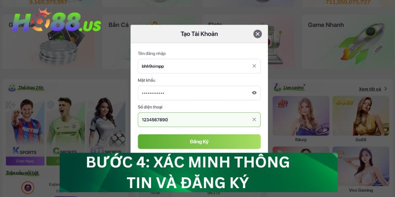 Bước 4: Xác minh thông tin và đăng ký